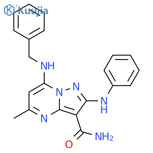 Pyrazolo[1,5-a]pyrimidine-3-carboxamide, 5-methyl-2-(phenylamino)-7-[(phenylmethyl)amino]- structure