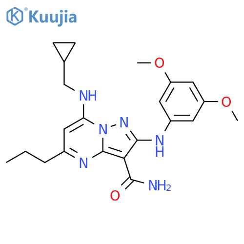 Pyrazolo[1,5-a]pyrimidine-3-carboxamide,7-[(cyclopropylmethyl)amino]-2-[(3,5-dimethoxyphenyl)amino]-5-propyl- structure