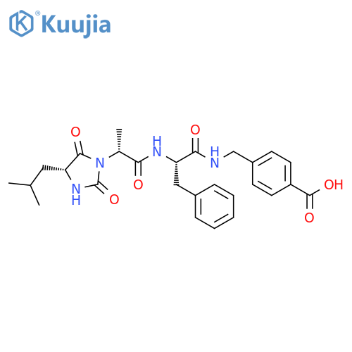 Benzoic acid,4-[[[(2S)-2-[[(2R)-2-[(4R)-4-(2-methylpropyl)-2,5-dioxo-1-imidazolidinyl]-1-oxopropyl]amino]-1-oxo-3-phenylpropyl]amino]methyl]- structure