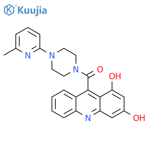 Piperazine,1-[(1,3-dihydroxy-9-acridinyl)carbonyl]-4-(6-methyl-2-pyridinyl)- structure