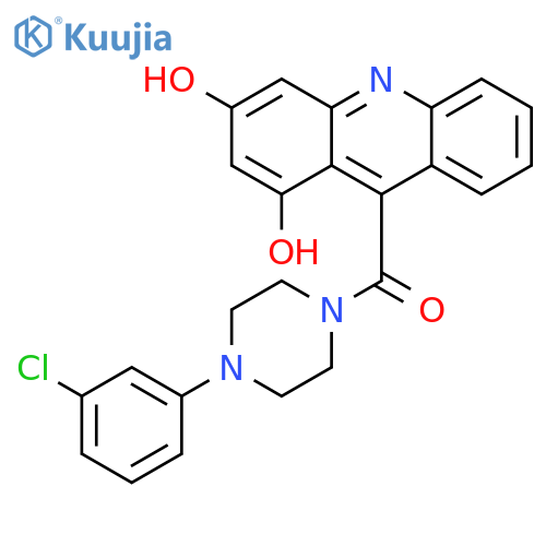 Piperazine, 1-(3-chlorophenyl)-4-[(1,3-dihydroxy-9-acridinyl)carbonyl]- structure