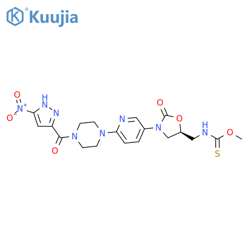 Carbamothioic acid, [[(5S)-3-[6-[4-[(5-nitro-1H-pyrazol-3-yl)carbonyl]-1-piperazinyl]-3-pyridinyl]-2-oxo-5-oxazolidinyl]methyl]-, O-methyl ester (9CI) structure