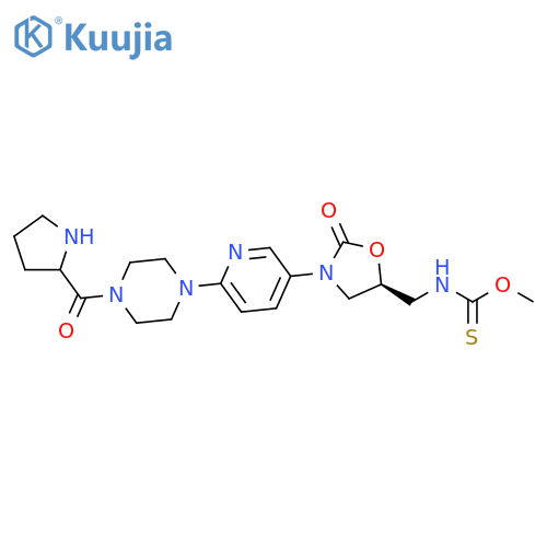 Carbamothioic acid,[[(5S)-2-oxo-3-[6-[4-(2-pyrrolidinylcarbonyl)-1-piperazinyl]-3-pyridinyl]-5-oxazolidinyl]methyl]-, O-methyl ester structure