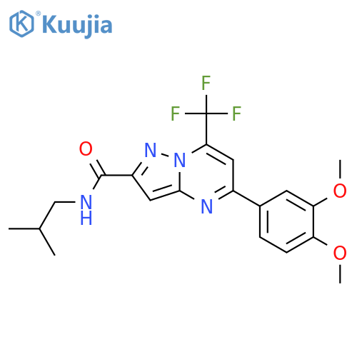 <br>5-(3,4-dimethoxyphenyl)-N-isobutyl-7-(trifluoromethyl)pyrazolo[1,5-a]pyrimi dine-2-carboxamide structure