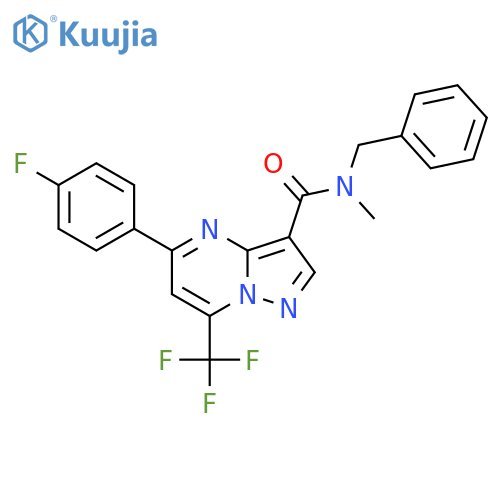 <br>N-benzyl-5-(4-fluorophenyl)-N-methyl-7-(trifluoromethyl)pyrazolo[1,5-a]pyri midine-3-carboxamide structure