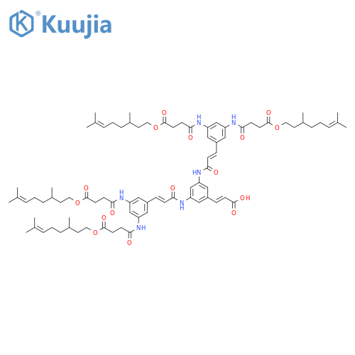 Butanoic acid, 4,4',4'',4'''-[[5-[(1E)-2-carboxyethenyl]-1,3-phenylene]bis[imino[(1E)-3-oxo-1-propene-3,1-diyl]-5,1,3-benzenetriyldiimino]]tetrakis[4-oxo-, 1,1',1'',1'''-tetrakis(3,7-dimethyl-6-octenyl) ester (9CI) structure