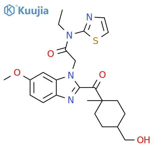 1H-Benzimidazole-1-acetamide, N-ethyl-2-[[4-(hydroxymethyl)-1-methylcyclohexyl]carbonyl]-6-methoxy-N-2-thiazolyl- structure