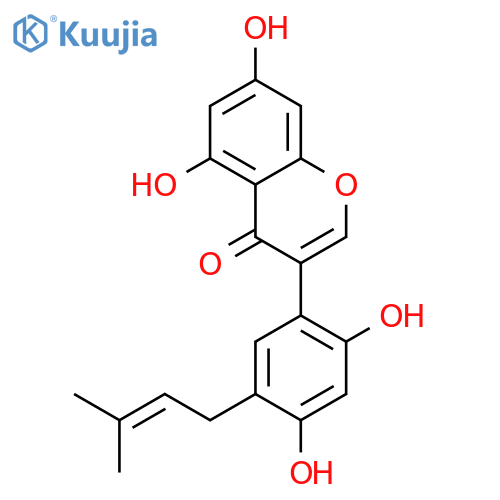 2',4',5,7-tetrahydroxy-5'-(3-methyl-2-butenyl)isoflavone structure