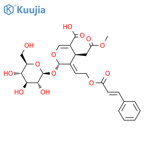 4-(2-Methoxy-2-oxoethyl)-5-[2-(3-phenylprop-2-enoyloxy)ethylidene]-6-[(2R)-3,4,5-trihydroxy-6-(hydroxymethyl)oxan-2-yl]oxy-4H-pyran-3-carboxylic acid structure