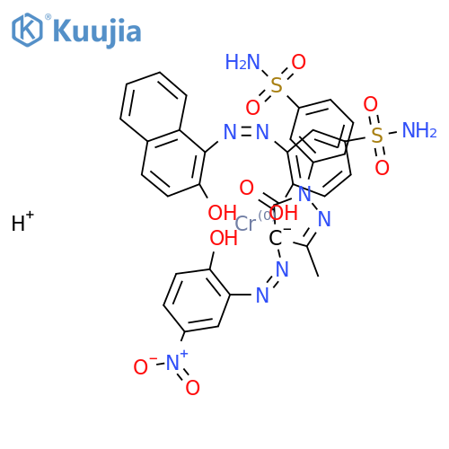 hydrogen [3-[4,5-dihydro-4-[(2-hydroxy-5-nitrophenyl)azo]-3-methyl-5-oxo-1H-pyrazol-1-yl]benzenesulphonamidato(2-)][4-hydroxy-3-[(2-hydroxy-1-naphthyl)azo]benzenesulphonamidato(2-)]chromate(1-) structure