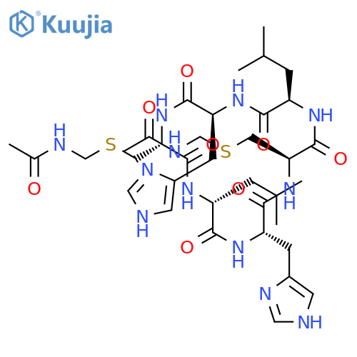 Cyclo[S-[(acetylamino)methyl]-L-cysteinyl-D-leucyl-L-histidyl-S-[(acetylamino)methyl]-L-cysteinyl-D-leucyl-L-histidyl] structure
