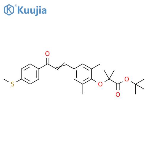 Propanoic acid, 2-[2,6-dimethyl-4-[3-[4-(methylthio)phenyl]-3-oxo-1-propen-1-yl]phenoxy]-2-methyl-, 1,1-dimethylethyl ester structure