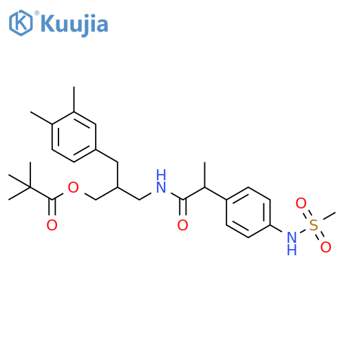 Propanoic acid, 2,2-dimethyl-, 3-(3,4-dimethylphenyl)-2-[[[2-[4-[(methylsulfonyl)amino]phenyl]-1-oxopropyl]amino]methyl]propyl ester structure
