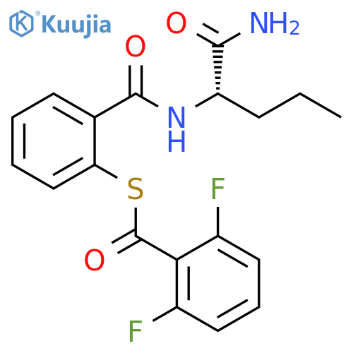 Benzenecarbothioic acid, 2,6-difluoro-,S-[2-[[[(1S)-1-(aminocarbonyl)butyl]amino]carbonyl]phenyl] ester structure