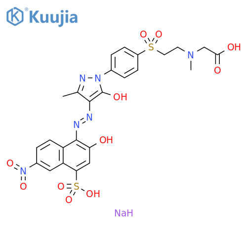 Glycine, N-[2-[[4-[5-hydroxy-4-[(2-hydroxy-6-nitro-4-sulfo-1-naphthalenyl)azo]-3-methyl-1H-pyrazol-1-yl]phenyl]sulfonyl]ethyl]-N-methyl-, monosodium salt (9CI) structure