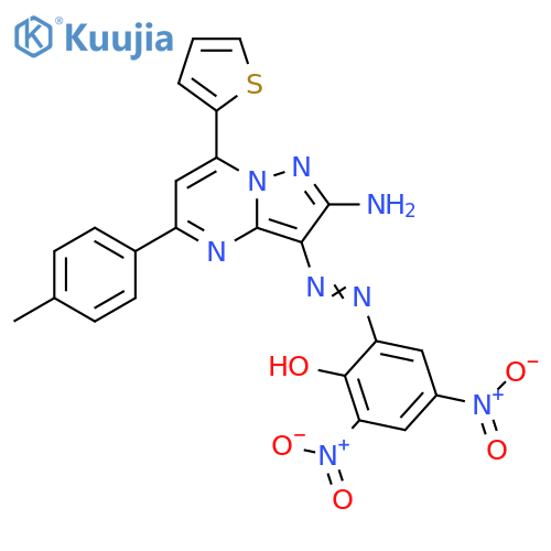 Phenol, 2-[2-[2-amino-5-(4-methylphenyl)-7-(2-thienyl)pyrazolo[1,5-a]pyrimidin-3-yl]diazenyl]-4,6-dinitro- structure