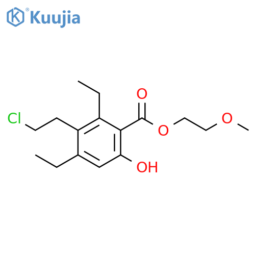 Benzoic acid, 3-(2-chloroethyl)-2,4-diethyl-6-hydroxy-, 2-methoxyethylester structure