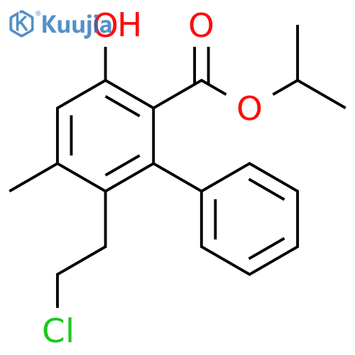 [1,1'-Biphenyl]-2-carboxylic acid, 6-(2-chloroethyl)-3-hydroxy-5-methyl-,1-methylethyl ester structure