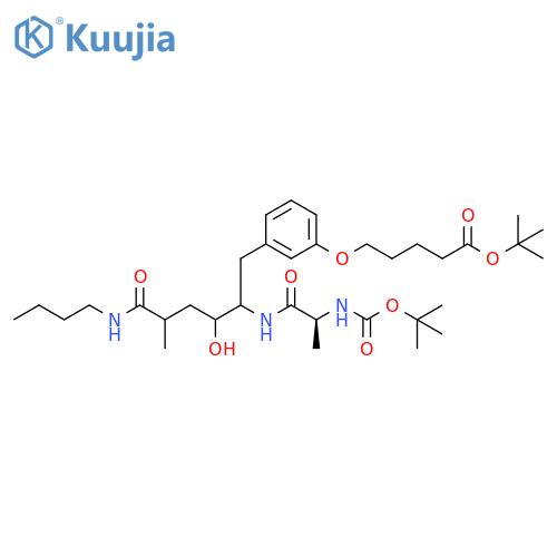 Pentanoic acid, 5-[3-[6-(butylamino)-2-[[(2S)-2-[[(1,1-dimethylethoxy)carbonyl]amino]-1-oxopropyl]amino]-3-hydroxy-5-methyl-6-oxohexyl]phenoxy]-, 1,1-dimethylethyl ester structure