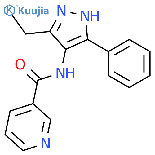 3-Pyridinecarboxamide, N-(3-ethyl-5-phenyl-1H-pyrazol-4-yl)- structure