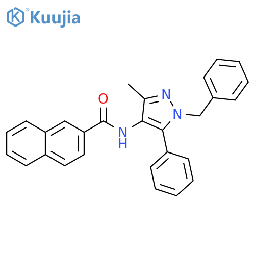 2-Naphthalenecarboxamide, N-[3-methyl-5-phenyl-1-(phenylmethyl)-1H-pyrazol-4-yl]- structure