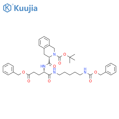 Pentanoic acid, 4-[[[(3S)-2-[(1,1-dimethylethoxy)carbonyl]-1,2,3,4-tetrahydro-3-isoquinolinyl]carbonyl]amino]-5-oxo-5-[[5-[[(phenylmethoxy)carbonyl]amino]pentyl]amino]-, phenylmethyl ester, (4S)- structure
