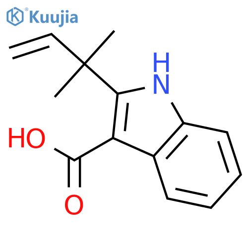 2-(2-Methylbut-3-en-2-yl)-1H-indole-3-carboxylic acid structure
