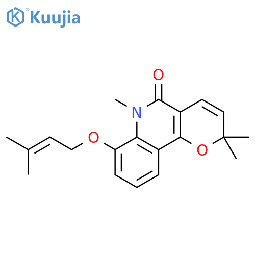 5H-Pyrano[3,2-c]quinolin-5-one,2,6-dihydro-2,2,6-trimethyl-7-[(3-methyl-2-buten-1-yl)oxy]- structure