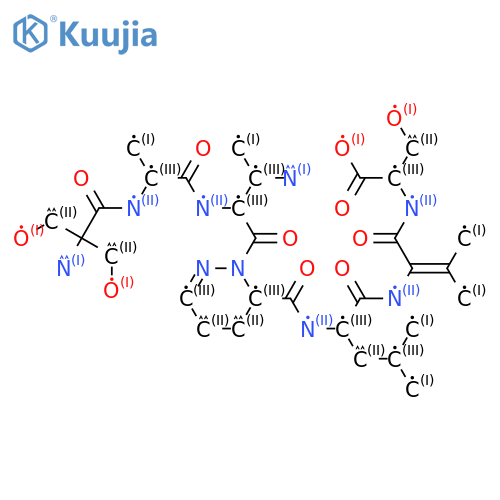2-[[[(6S)-1-[(3S)-N-(2-Hydroxymethyl Ser-L-Ala-)-3-amino-L-Abu-]-1,4,5,6-tetrahydropyridazin-6-yl]carbonyl-L-Leu-]amino]-3-methyl-2-butenoyl-L-Ser-OH structure