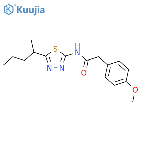 2-(4-methoxyphenyl)-N-[5-(1-methylbutyl)-1,3,4-thiadiazol-2-yl]acetamide structure