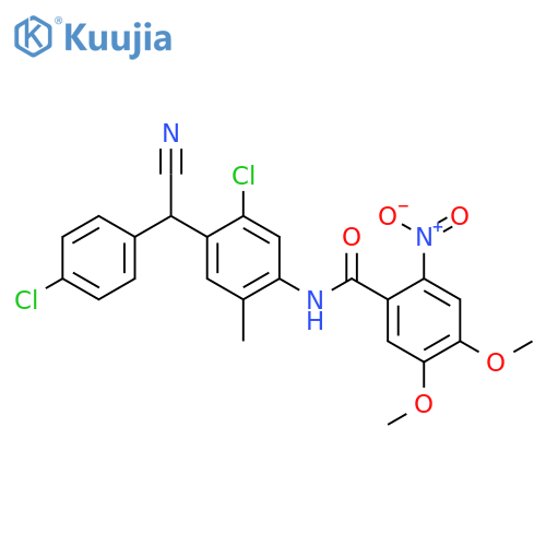 <br>N-{5-Chloro-4-[(4-chloro-phenyl)-cyano-methyl]-2-methyl-phenyl}-4,5-dimetho xy-2-nitro-benzamide structure