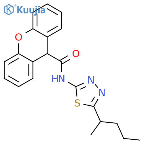 N-[5-(1-methylbutyl)-1,3,4-thiadiazol-2-yl]-9H-xanthene-9-carboxamide structure