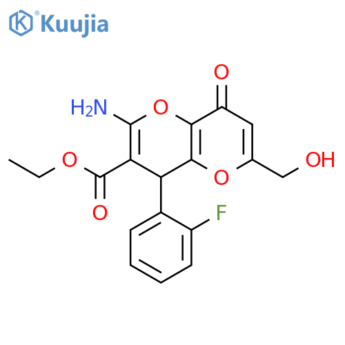 ethyl 2-amino-4-(2-fluorophenyl)-6-(hydroxymethyl)-8-oxo-4H,8H-pyrano3,2-bpyran-3-carboxylate structure