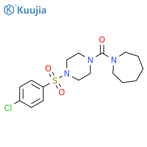 1-4-(4-chlorobenzenesulfonyl)piperazine-1-carbonylazepane structure