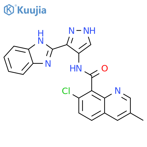 8-Quinolinecarboxamide, N-[3-(1H-benzimidazol-2-yl)-1H-pyrazol-4-yl]-7-chloro-3-methyl- structure