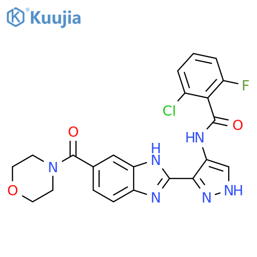 Benzamide, 2-chloro-6-fluoro-N-[3-[6-(4-morpholinylcarbonyl)-1H-benzimidazol-2-yl]-1H-pyrazol-4-yl]- structure