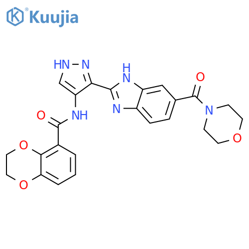 1,4-Benzodioxin-5-carboxamide,2,3-dihydro-N-[3-[5-(4-morpholinylcarbonyl)-1H-benzimidazol-2-yl]-1H-pyrazol-4-yl]- structure