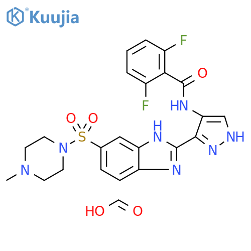 Formic acid, compd. with 2,6-difluoro-N-[3-[6-[(4-methyl-1-piperazinyl)sulfonyl]-1H-benzimidazol-2-yl]-1H-pyrazol-4-yl]benzamide (1:) structure