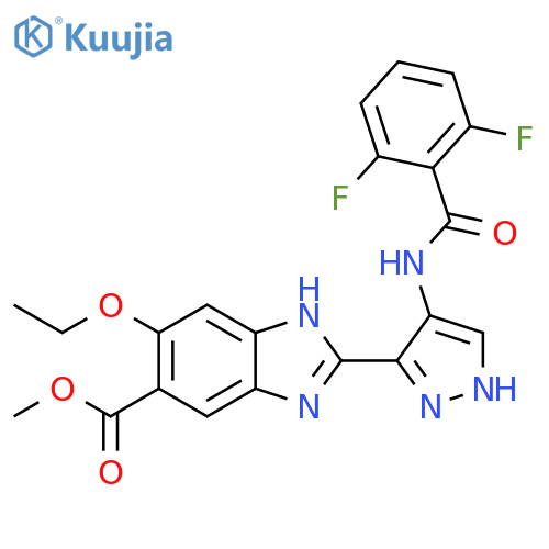 1H-Benzimidazole-5-carboxylic acid, 2-[4-[(2,6-difluorobenzoyl)amino]-1H-pyrazol-3-yl]-6-ethoxy-, methyl ester structure