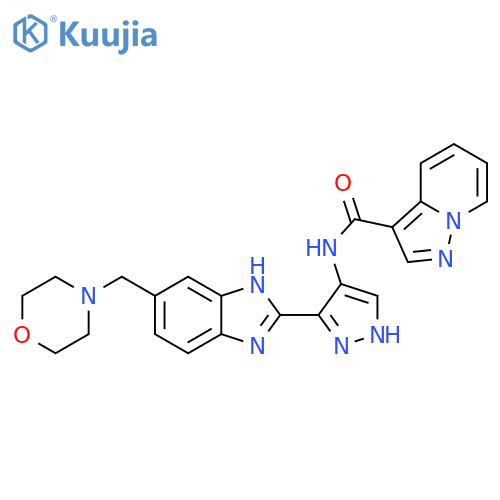 Pyrazolo[1,5-a]pyridine-3-carboxamide, N-[3-[6-(4-morpholinylmethyl)-1H-benzimidazol-2-yl]-1H-pyrazol-4-yl]- structure