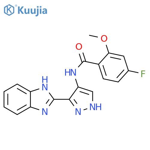 Benzamide, N-[3-(1H-benzimidazol-2-yl)-1H-pyrazol-4-yl]-4-fluoro-2-methoxy- structure
