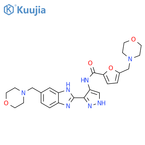 2-Furancarboxamide, 5-(4-morpholinylmethyl)-N-[3-[6-(4-morpholinylmethyl)-1H-benzimidazol-2-yl]-1H-pyrazol-4-yl]- structure