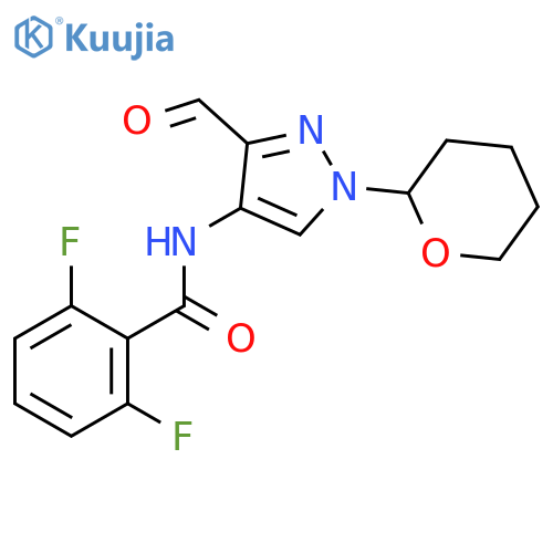 Benzamide, 2,6-difluoro-N-[3-formyl-1-(tetrahydro-2H-pyran-2-yl)-1H-pyrazol-4-yl]- structure