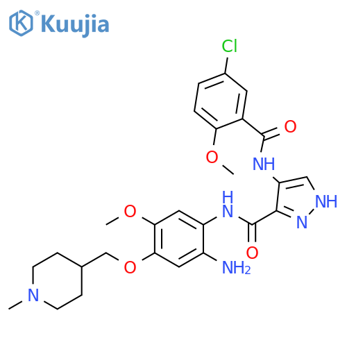 1H-Pyrazole-3-carboxamide,N-[2-amino-5-methoxy-4-[(1-methyl-4-piperidinyl)methoxy]phenyl]-4-[(5-chloro-2-methoxybenzoyl)amino]- structure
