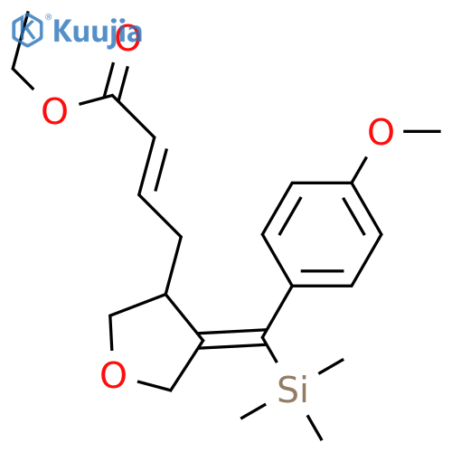 2-Butenoic acid,4-[(4Z)-tetrahydro-4-[(4-methoxyphenyl)(trimethylsilyl)methylene]-3-furanyl]-, ethyl ester, (2E)- structure