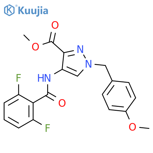 1H-Pyrazole-3-carboxylic acid,4-[(2,6-difluorobenzoyl)amino]-1-[(4-methoxyphenyl)methyl]-, methylester structure