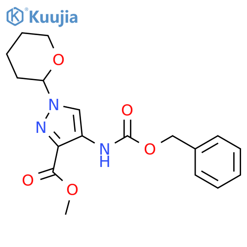 1H-Pyrazole-3-carboxylic acid,4-[[(phenylmethoxy)carbonyl]amino]-1-(tetrahydro-2H-pyran-2-yl)-,methyl ester structure