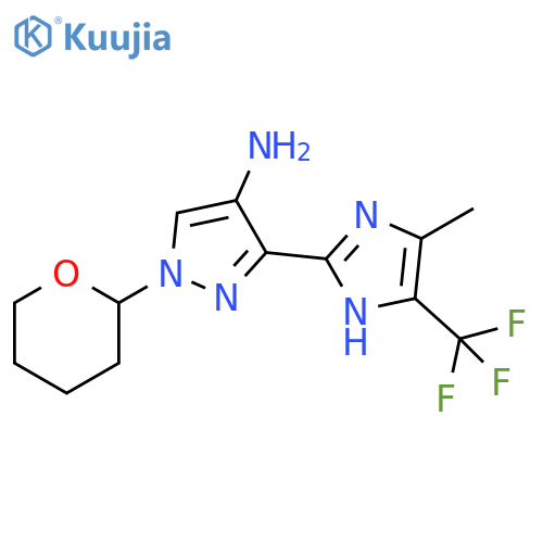 1H-Pyrazol-4-amine,3-[4-methyl-5-(trifluoromethyl)-1H-imidazol-2-yl]-1-(tetrahydro-2H-pyran-2-yl)- structure