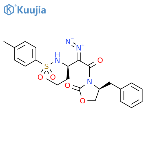 2-Oxazolidinone,3-[(3R)-2-diazo-3-[[(4-methylphenyl)sulfonyl]amino]-1-oxohexyl]-4-(phenylmethyl)-, (4S)- structure
