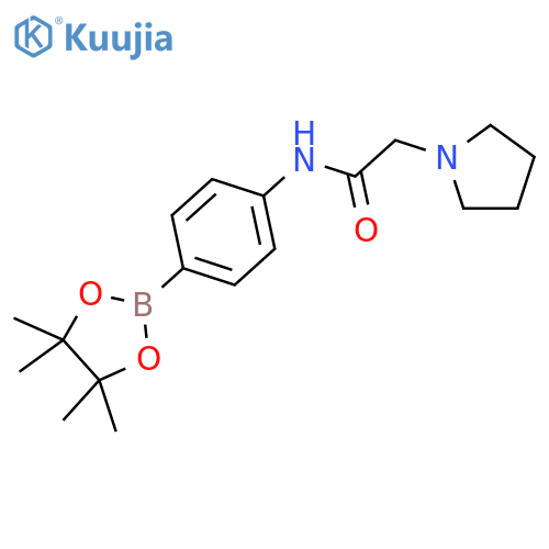 2-(Pyrrolidin-1-yl)-N-(4-(4,4,5,5-tetramethyl-1,3,2-dioxaborolan-2-yl)phenyl)acetamide structure